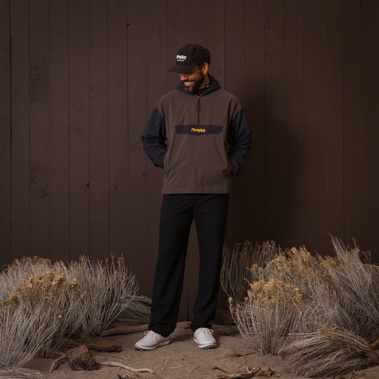 Packable Rain Jacket - Brown/Black