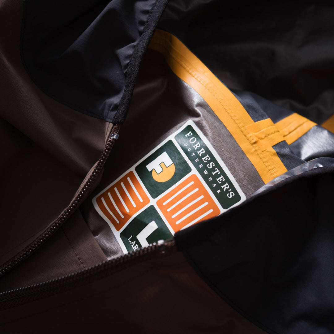 Packable Rain Jacket - Brown/Black